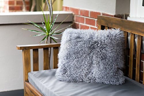 Naturally Sheepskins Genuine 100% Natural Mongolian Lambskin Cushion Cover (50x50cm, Grey)