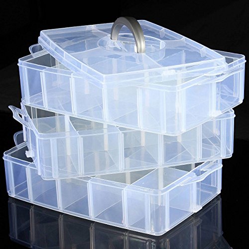LUCKYFINE 3 Schichten Sortierbox Schmuck Boxen Aufbewahrungsbox Sortierkasten Plastik - 3