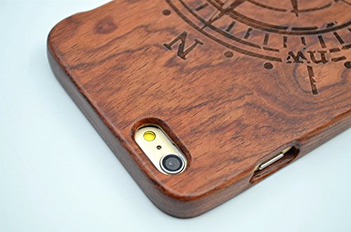 RoseFlower   iPhone 6 Plus 5 5       Funda de Madera - Br  jula de palo de rosa - Natural Hecha a mano de Bamb     Madera Carcasa Case Cover con GRATIS Protector de Pantalla para tu Smartphone