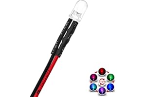 [Cavo UL] Chanzon 20 pezzi Pre Cablato 5mm RGB LED a LED lampeggianti lenti (lente trasparente rotonda e trasparente DC 12V) con resistenza da 560 ohm 1/4W e indicatore di Cavo da 24AWG