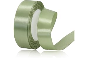 ASALZBOAY Ruban Satin Vert Sauge 20mm,22m Ruban Satin,Ruban Cadeau Emballage,Ruban Noel Ruban Tissu pour Ballon,Couture,Nœuds,Artisanat,Bouquet,Décoration de Mariage,Voitures, anniversaire et emballage cadeau