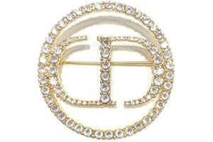 KLUFO CD Monogramm Brosche Anstecknadel - Damen Kristall Strass Brosche Rund - Luxus Schmuck Geschenk
