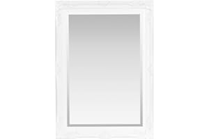Select Mirrors Rennes Vintage Wall Mirror | Shabby Chic, Baroque, Antique, French Design | Solid Wood Frame | Silver Glass Bevelled Edges | Home Decor | (50cm x 70cm, White Matt)