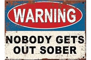 SWIFT GIFT Funny Metal Bar Signs - Fixings Included - Bar Accessories for Home Pub or Outdoor Garden Bar Nobody gets out Wall Plaque Man Cave Gift Ideas Metal Bar Signs Memorabilia bar sign 20cm x 15cm