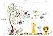 Wall Decal jungle forest lion and giraffe , squirrel owl on colorful tree wall stickers for nursery nursery bedroom
