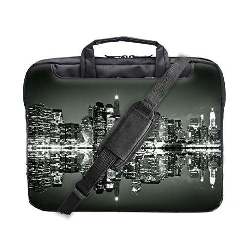 TaylorHe Laptoptasche / Notebooktasche, mit Seitentaschen und abnehmbarem Riemen, strapazierfähig, aus Nylon Stadt Nacht