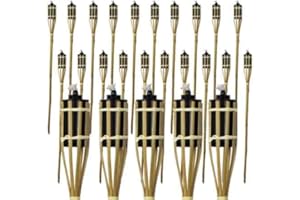 PARTYRAMA.CO.UK Natural Handmade Bamboo Garden Tiki Torch 60cm/90cm/120cm - for use with Parrafin or lamp Oil (90cm, Pack of 25)