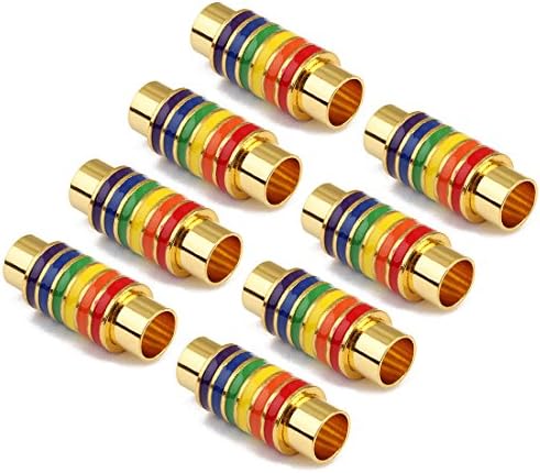 Skyllc® 5pcs Rainbow Leather Cord End Caps Colorful Magnetic Clasp for Necklace Bracelet Ankle DIY Jewelry Making Accessory (Gold)