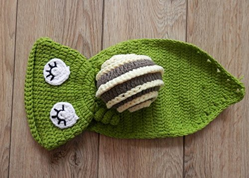 Jastore ® Foto Fotografie Prop Baby Kostüm grüne Schnecke häkel Stricken Handarbeit - 3