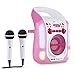 Price comparison product image auna Kara Illumina Karaoke Player Machine CD USB MP3 LED Light Show 2 x Microphones Portable pink