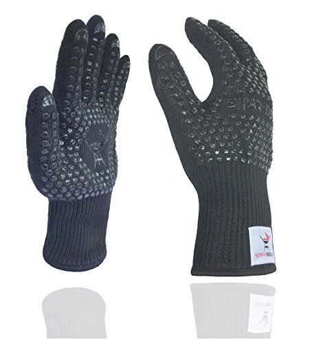 Grillhandschuhe hitzebeständig mit Silikon von STAR-BBQ – Perfektes Grillzubehör: Verwendbar als Topflappen, Ofenhandschuhe, Topfhandschuhe oder Kochhandschuhe (Version 2017 Schwarz) - 3