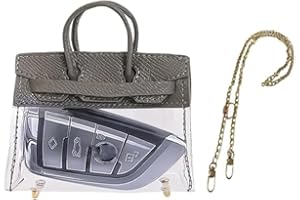 Hanaoops Car Key Case for Women, Exquisite Transparent Small Handbag, Mini Creative Handbag for Car Keys, Waterproof Car Key Wallet with Handle, Cute Leather Handbag Pendant for Girl Gift