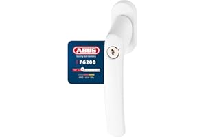 ABUS Zamykana klamka okienna FG200 - zestaw 3-częściowy - gałka okienna z cylindrem ciśnieniowym, równocześnie zamykająca - ABUS poziom bezpieczeństwa 3-54576 - biała