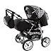 Lux4Kids King Pram & Pushchair (raincover, mosquito net, beverage tray, mattress, changing pad) 27 Cosmic Black & Snowleopard