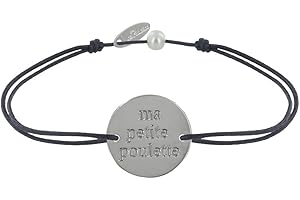 LES POULETTES BIJOUX - Bracelet Lien Médaille Plaqué Argent Ronde Ma Petite Poulette