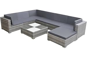 vidaXL Gartensofa 8-tlg. Poly Rattan Sitzgruppe Lounge Gartenmöbel Garnitur