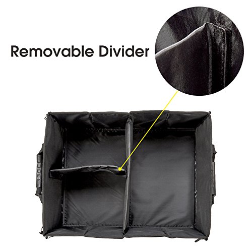 iKross Organiseur de Voiture, Coffre de Stokage Pliable, Portable, avec Divisions de Rangement et Poignée, pour Voiture,Camion,Cargaison,Camping-car, Grand Capacité, Multi-Usage -Noir -2 Compartiments