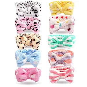 Canitor 10 Pack Spa Headbands Towel Headbands for Washing Face Bow Headbands for Women Spa Headbands Facial Headband