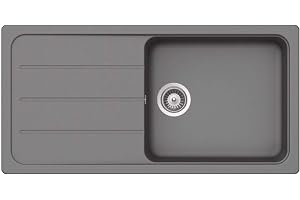 SCHOCK Diskbänk FORMHAUS D-100L-U, Croma Cristalite+, underskåp 60 cm, reversibel, monteringsunderkonstruktion, FOMD100LUGCR