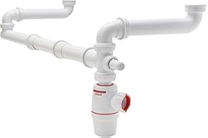 Wirquin 30723889 Vidage pour lavabo tubulure de raccordement avec siphon, blanc