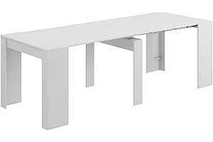Habitdesign, ausziehbarer Konsolentisch, Esstisch für Wohnzimmer, Flur oder Küche, platzsparend & multifunktional, Hochglanz Weiß, Maße: 50–235 x 78 x 90 cm (L x H x B), Modell Extensible