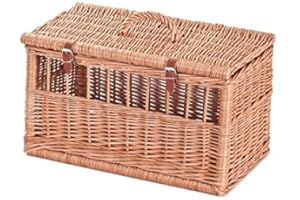E-WICKER24 ALLES AUS WEIDE e-wicker24 Cage en Osier, Panier de Transport pour Animaux en Osier Buff, Transport d'animaux (60x34 H30)