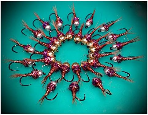Massimo Clini: Pheasant &amp; Violet Nymph Tungsten, in Pack of 9 flies Three For Size and Weight, built on Hooks Barbless cecoslovacchi, Conforms to the Regulation FIPS Mouche