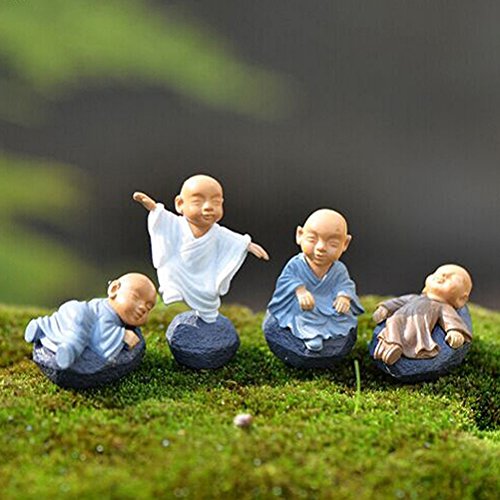 OUNONA Gartenfigur Gartenornament Auto Dekoration mit 12pcs PVC Meditation Mönche - 6