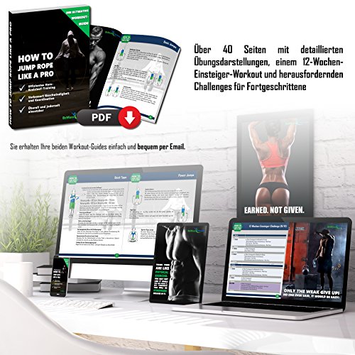 Springseil Speed Rope von BeMaxx Fitness + Trainingsguide & Ersatzseil – 2 verstellbare High Speed Stahlseile, Profi Kugellager & Anti-Rutsch Griffe – Sport, Crossfit, Boxen, Training für Erwachsene - 6