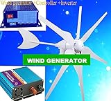 Incluye: 300 W + turbines 300w controlador + 300w onda sinusoidal pura inversor; Panel del generador: 300 W AC12V/24 V alta eficiencia, bajo volumen y bajo peso; Fibra de carbono baldes, anti-viento de alta eficiencia de capacidad; Cuchillas con capacidad de protección viento fuerte de parada automática;