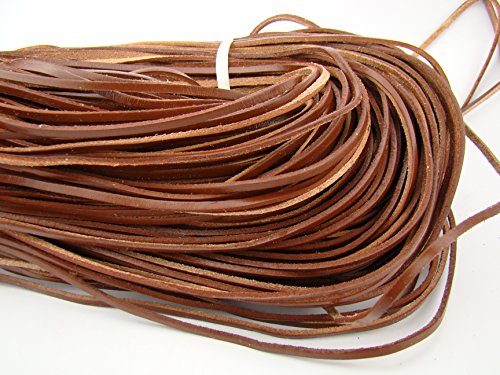 Lederband Flach Eckig 3 mm x 2 mm. Braun. 5 m Länge: wählbar