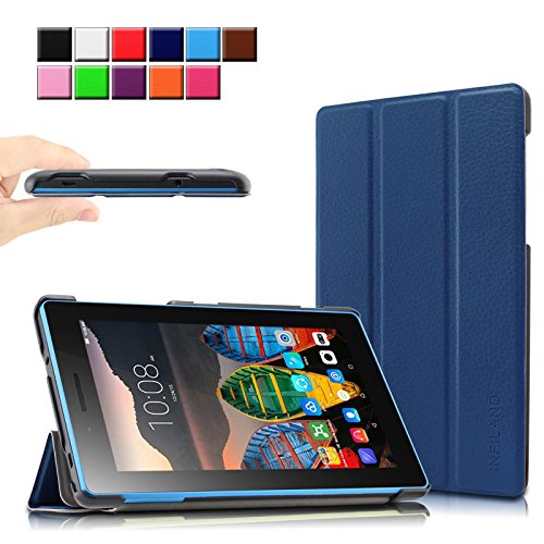 Lenovo TAB3 7 Essential / Lenovo Tab3 A7-10 Hülle, Infiland Ultra Dünn und Leicht PU Leder Schutzhülle mit Standfunktion für Lenovo TAB3 7 Essential (Lenovo TB3-710F) 7,0 Zoll Tablet 2016 Release/Lenovo Tab3 A7-10 mit Standfunktion(Dunkleblau)