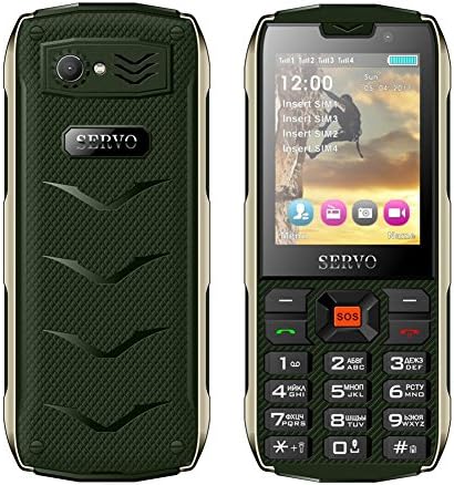 Mobile phone 2.8 inches 4 SIM card 4 standby Dust-proof Shockproof Waterproof Bluetooth Flashlight GPRS 3000mAh power supply , green (english edition)