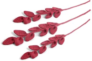 ÉN GRY & SIF Gry & SIF Artificial Foliage Branches, Flexible Stem, Decorative Felt Branch, Artificial Plant, Flower Bouquet, Tying Weddings, DIY Projects, Handmade, Fairtrade I 30 cm, 3 x Wine Red