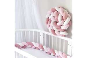 ORBHES Tour de Lit Tresse,Coussin Latéral Noué Serpent de Lit Tressé À La Main,Anti Collision Lit Pare- Chocs, 3 Brins Tresses Torsadées Berceau DéCoration IntéRieure