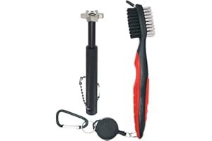 QHALEN Bürsten- und Rillenreiniger-Set, einziehbar, Aluminium-Karabiner, für alle Golfeisen und Schläger