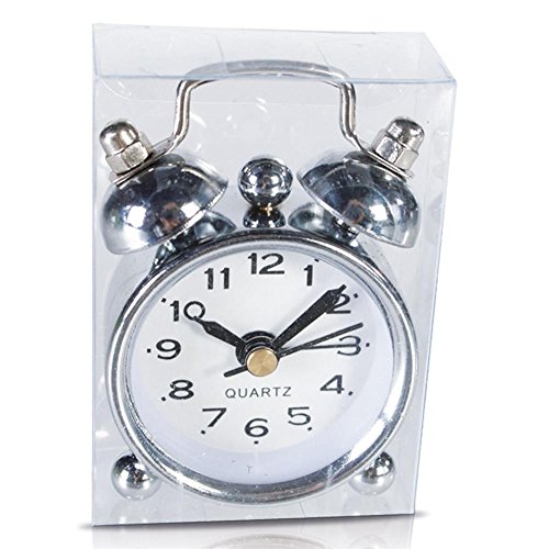 HC-Handel 912104 Kleiner Metall Wecker Retro Retrodesign 6 x 4cm silber/weiß oder silber/schwarz - 2
