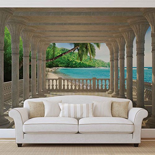 Strand Tropisch - Forwall - Fototapete - Tapete - Fotomural - Mural Wandbild - (1360WM) - XXL - 312cm x 219cm - VLIES (EasyInstall) - 3 Pieces
