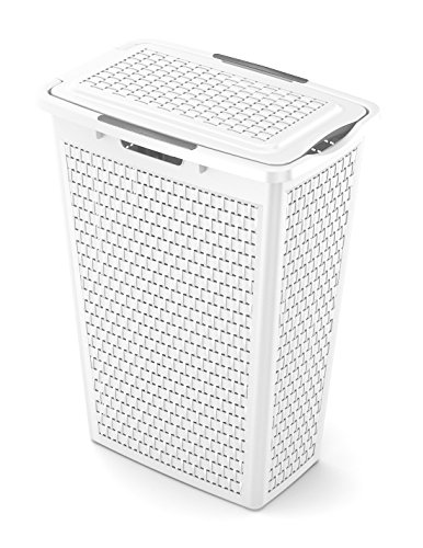 Sundis Country Wäschekorb Slim Kunststoff 43,5 x 28,3 x 57,5 cm weiß