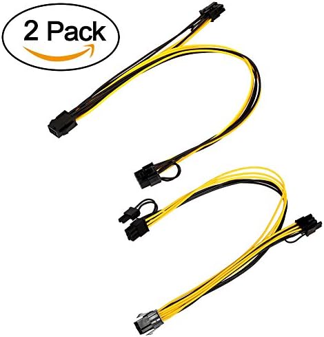 VILICONTY Graphics Card Cable, 6 Pin to 2 x 8 (6+2) Pin PCIe Express Power Extension Cable (2 Pack, 6P to 2 x 8P, 20+40cm)