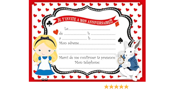 10 Cartes Invitation Anniversaire Les Aventures D Alice Au Pays Des Merveilles Amazon Fr Cuisine Et Maison