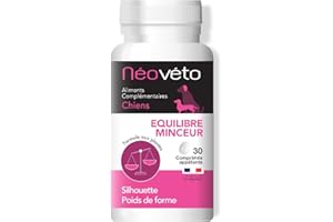 Néovéto équilibre Minceur, comprimés naturels pour Chien à Base d’Actifs agréés par Les Services vétérinaires français, fabriqué en France, Perte de Poids
