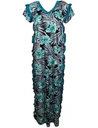 Indiatrendzs Women Satin Nightwear Floral Printed Frill Summer Nighty (Bust 42)