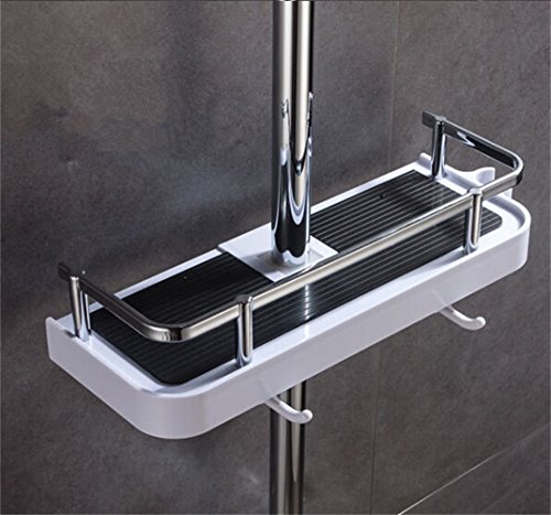 YunNasi Höhenverstellbar Badezimmer Duschablage zum Hängen mit 2 Haken kein Bohren an der Wand montiert geeignet für Shampoo Duschgel (Rohrdurchmesser 25mm)