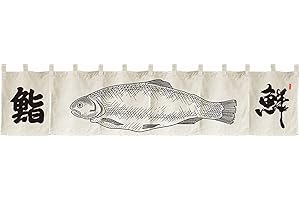 CAGFINY Rideau de restaurant de style japonais à suspendre - Bannière de porte - Rideau en tissu noren - Décoration horizontale pour bar à sushi Izakaya