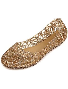 SUNAVY Damen Hohl Flach Gelee Sandalen Bird-Nest Ballett Weich Plastik Schuh (EU35 - EU40)