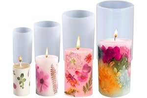 Junhui 4 Pezzi Stampo Candela Stampi in Silicone, Cilindriche Stampo Candela, 3D Forma di Cilindriche Stampo per Candele in Silicone per Realizzare Candele, Saponi