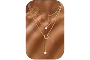 Chriscoco 2-3pcs Collier Femme Or Collier Acier Inoxydable Réglable Collier Ras De Cou Femme CZ Perle Pendentif Chaine Or - avec Boîte À Bijoux
