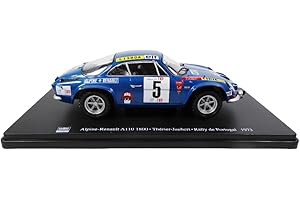 OPO 10 - Voiture Miniature reproduite à l'échelle 1/24 Compatible pour Alpine Renault A110 1800 THERIER - Rally de Portugal 1973 - RVQ15