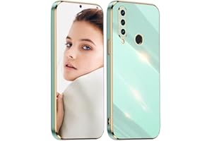 ATISIJIE Funda para Huawei P30 Lite Carcasa, Funda Protectora TPU Suave Silicona Prueba de Golpes Bonito Diseño Borde Dorado Cover Case Verde
